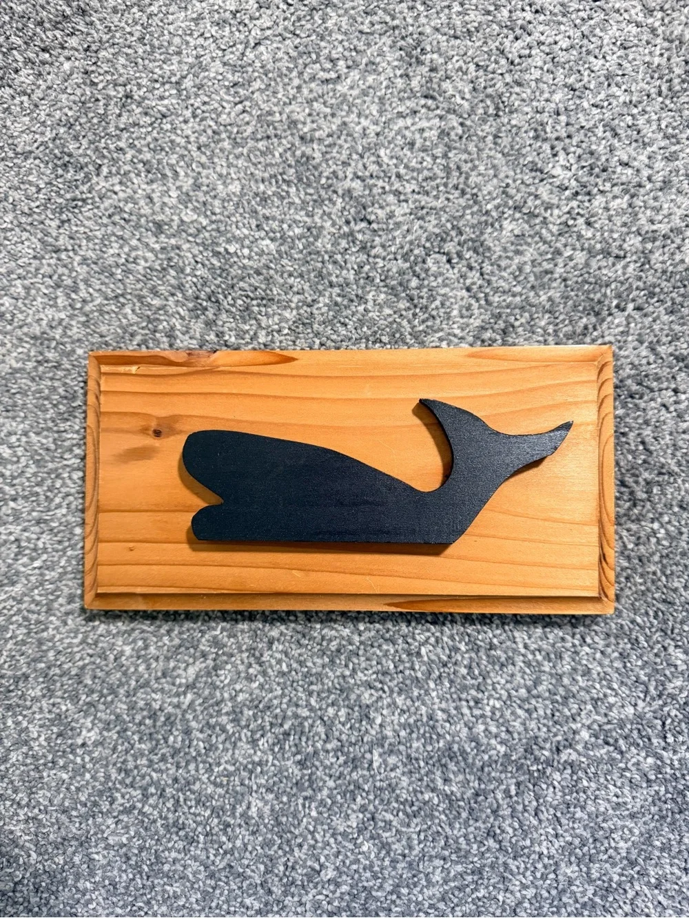 Coastal Wooden Whale Wall Art - Black on Natural Wood